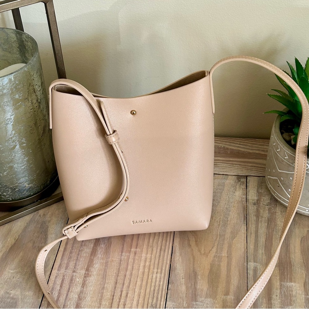 Samara Blush Pebble Leather Crossbody Bag